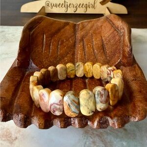 Crazy Lace Agate Laughing Stone Faceted Tile Bracelet 1326